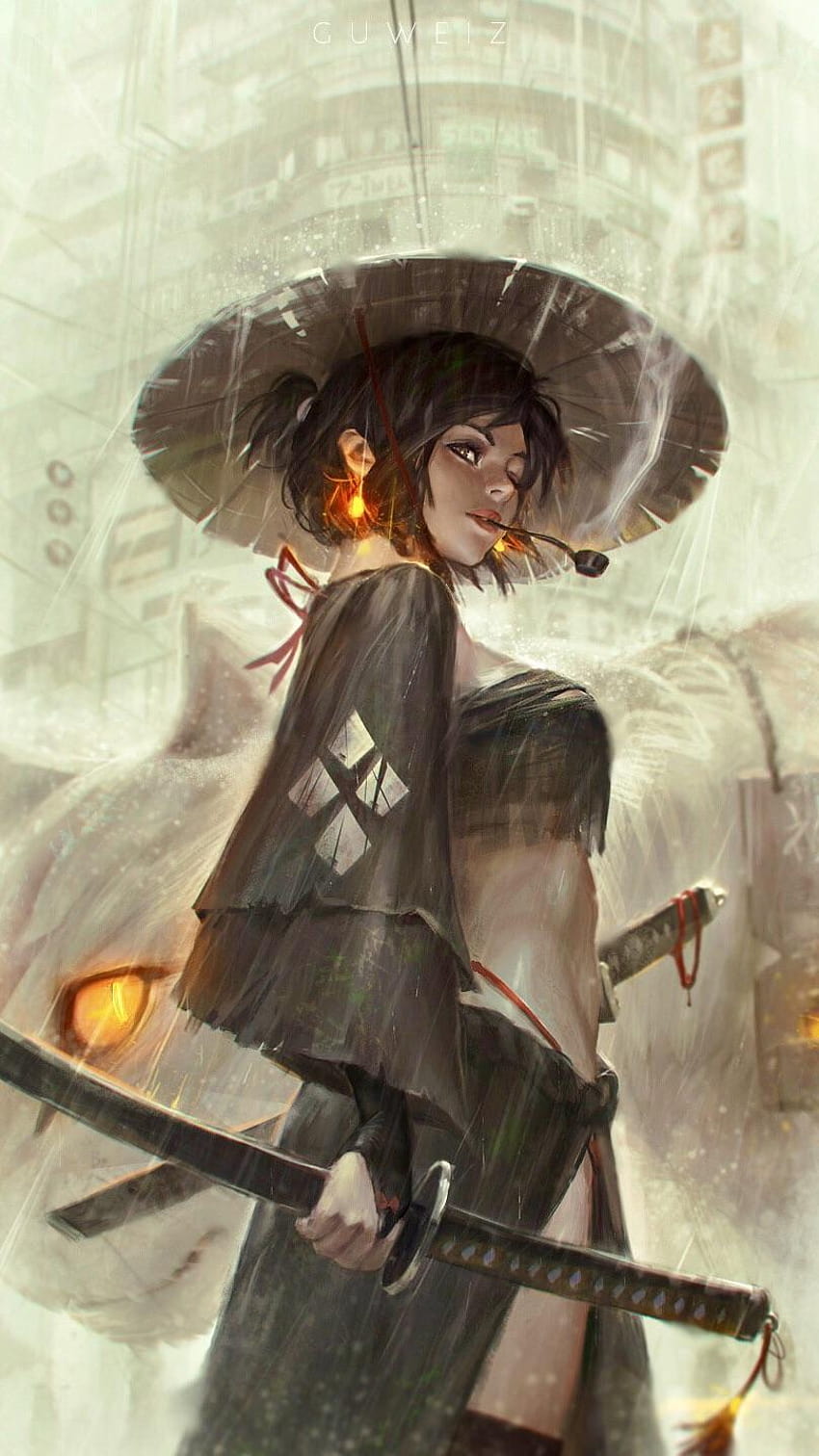 Anime-Samurai-Mädchen HD-Handy-Hintergrundbild