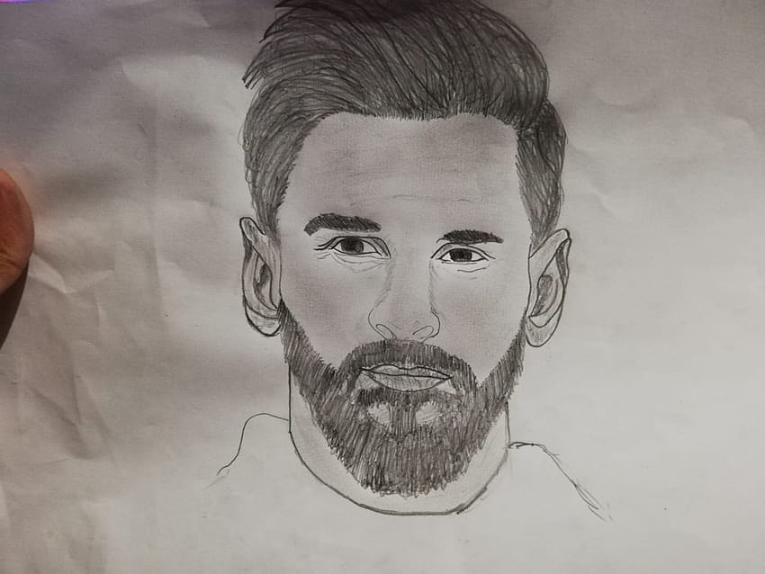 Lionel Messi rysunek, ołówek, szkic, kolorowa, realistyczna sztuka Tapeta HD