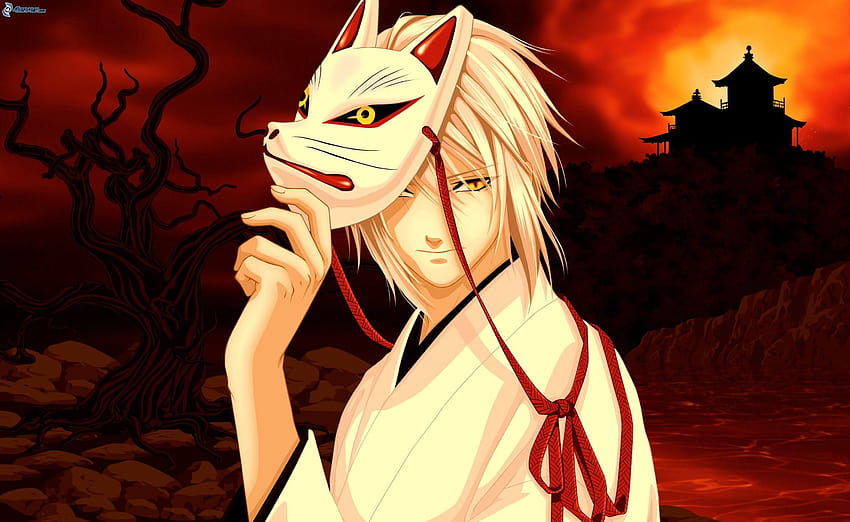 Ilmu Pengetahuan 9: Anime Fox Mask Boy, nine tails anime boy HD wallpaper