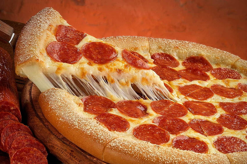 Pepperoni Pizza High Resolution ม้วนพิซซ่า วอลล์เปเปอร์ HD