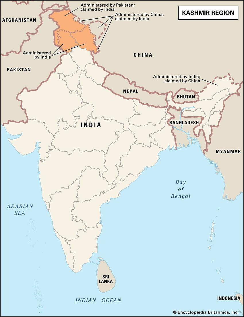 Кашмир, карта на Индия 2022 HD тапет за телефон