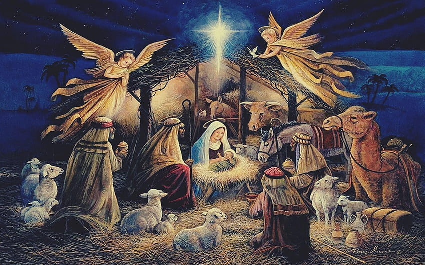 Krippe, Mutter Mary Baby Jesus Weihnachten HD-Hintergrundbild