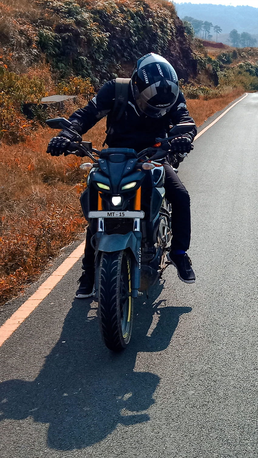 Rider Yamaha MT 15 Highway Landscape Ultra Mobile, мотоциклет yamaha mt15 HD тапет за телефон