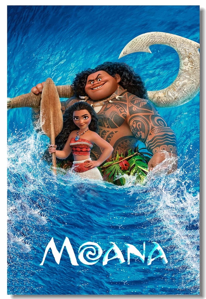 Dipinto murale su tela personalizzato Moana Poster Moana Maui Wall Stickers Cartoon Movie Vaiana Adesivi per la decorazione della camera da letto dei bambini, maui moana Sfondo del telefono HD