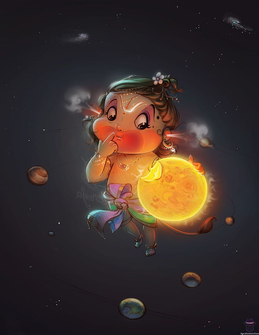 Bal Hanuman comiendo el sol, pequeño hanuman fondo de pantalla del teléfono