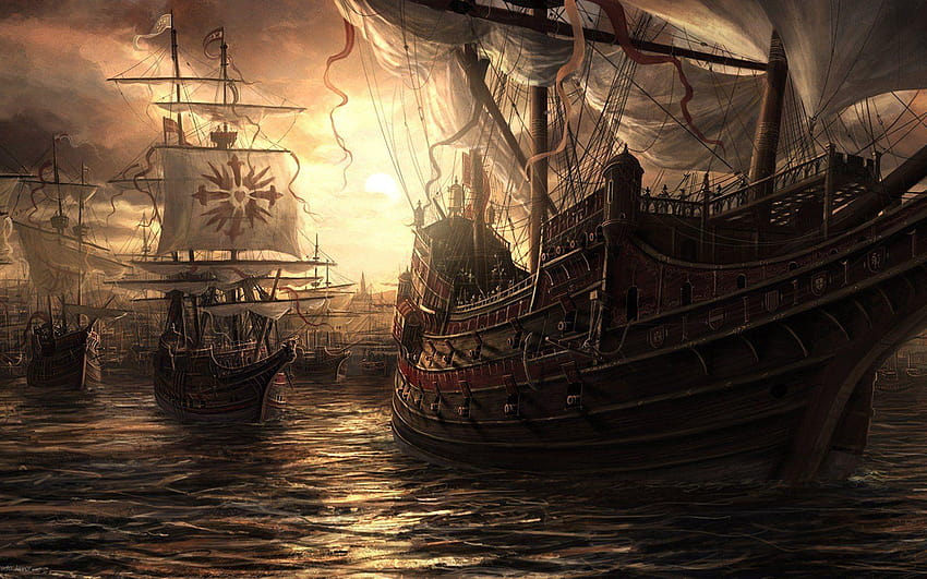Fantasy Ship และพื้นหลัง เรือ วอลล์เปเปอร์ HD
