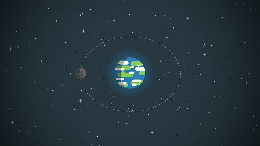 Terre, Lune, Minimalisme, Étoiles, Espace, Kurzgesagt Fond d'écran HD