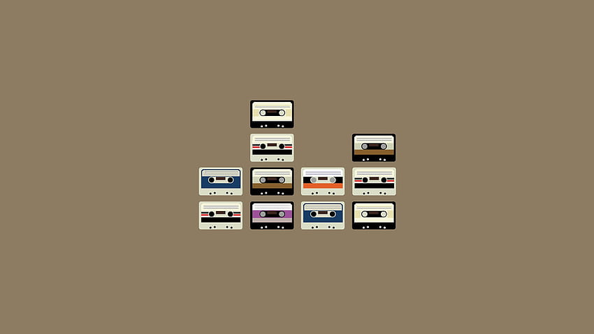 ミニマル, 音楽, レトロ, テープ, カセット, 茶色の背景 ::, 茶色のミニマリスト 高画質の壁紙