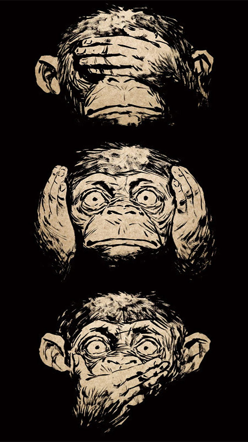Tres monos sabios Sabiduría Android fondo de pantalla del teléfono