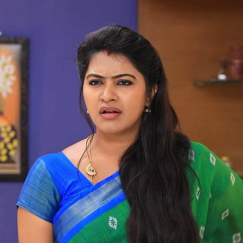 Vijay TV 연속 여배우 Rachitha Mahalakshmi 최신 HD 전화 배경 화면