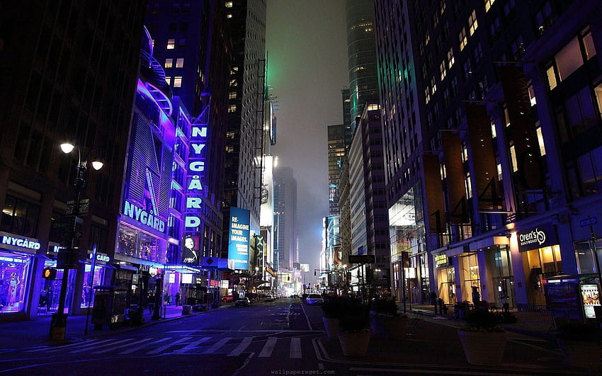New York City Street At Night High Quality, 뉴욕 거리 HD 월페이퍼