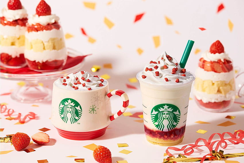 Starbucks Japan unveils new Merry Strawberry Cake Frappuccino for Christmas 2019, starbucks christmas drinks HD wallpaper