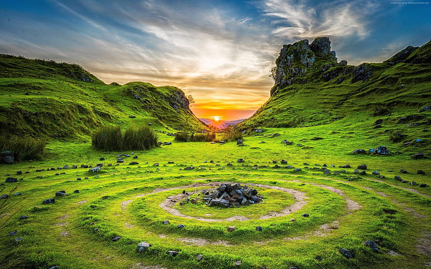 Fairy Glen, Isle of Skye, Scotland, Nature HD wallpaper