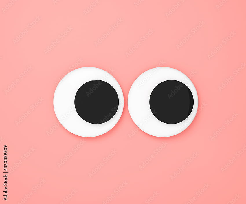 Mata googly lucu lucu Terisolasi pada latar belakang pastel merah muda, mata kawaii gila ide minimal konsep kreatif & bisnis, spanduk, poster, sampul, elemen templat desain logo. Saham Wallpaper HD