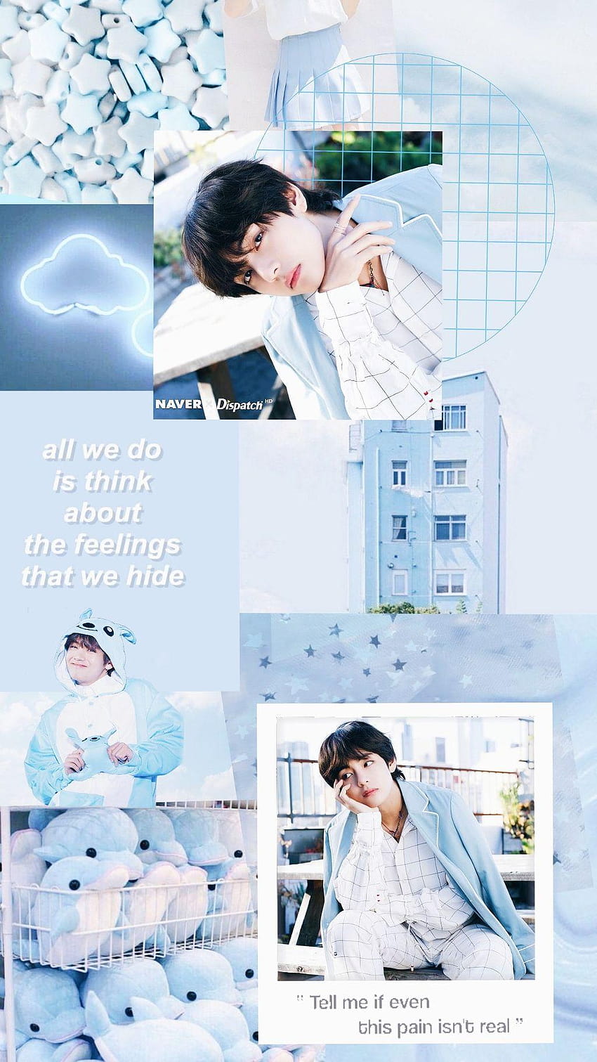 Collage aesthetic: Kim Taehyung Color: Baby blue, taehyung cute aesthetic HD phone wallpaper