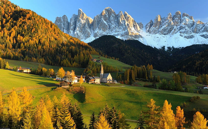 Szwajcaria, Alpy, góry, wzgórza, dom, jesień, szwajcarski kraj Tapeta HD