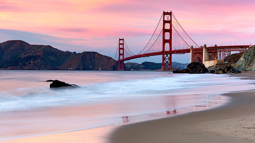 Zachód słońca nad Golden Gate Bridge Ultra Tapeta HD