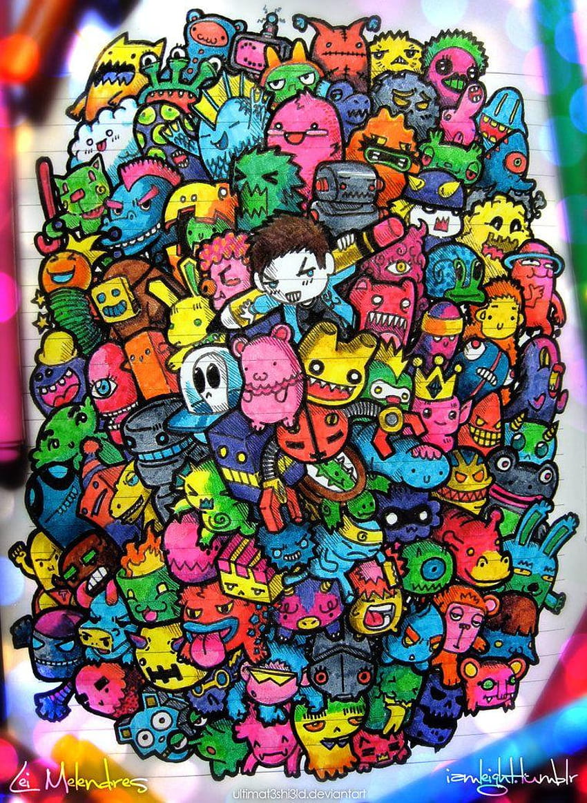 cute doodle art colored