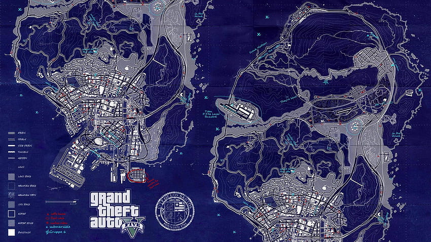 Mapa de GTA V [2560x1440], mapa de fondo de pantalla