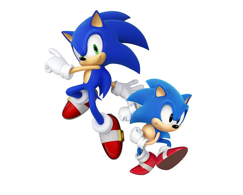 Модерен Sonic и Classic Sonic, модерен Sonic the hedgehog HD тапет