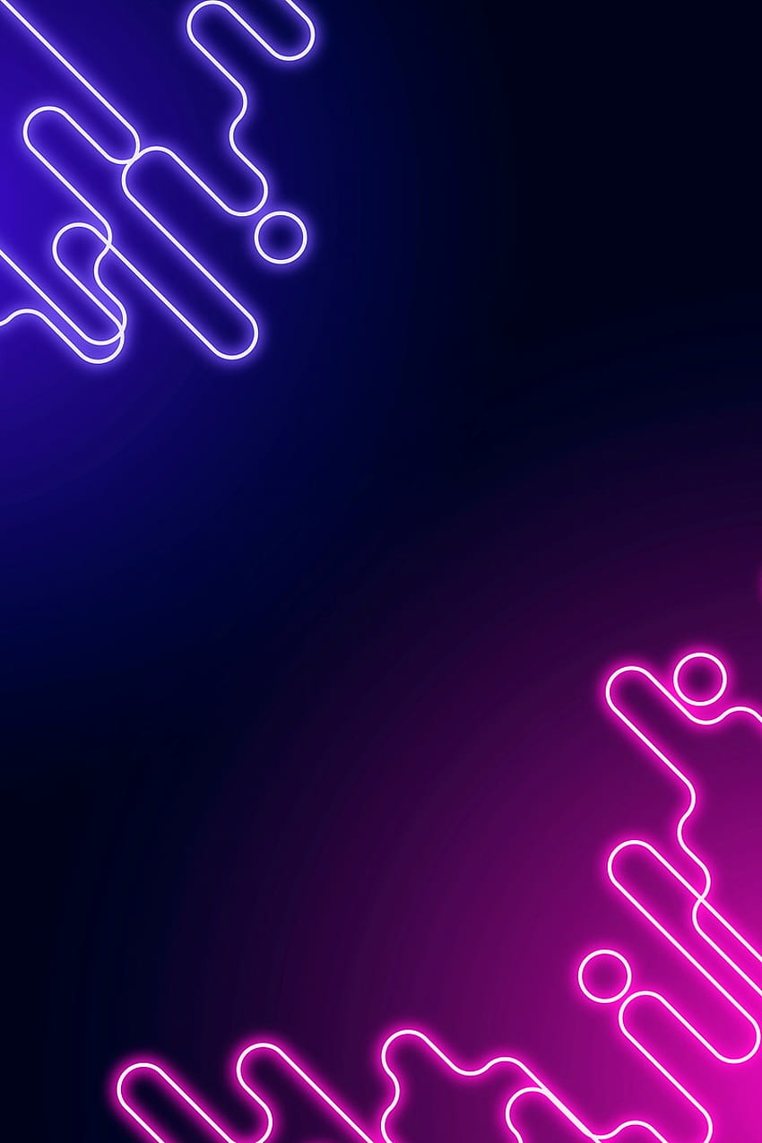 Neonowa abstrakcyjna granica na ciemnym, neonowym niebieskim i fioletowym tle Tapeta na telefon HD