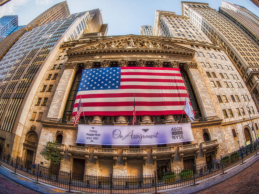 La Bolsa de Valores de Nueva York, panorámica de la ciudad de Nueva York, mercado de valores fondo de pantalla