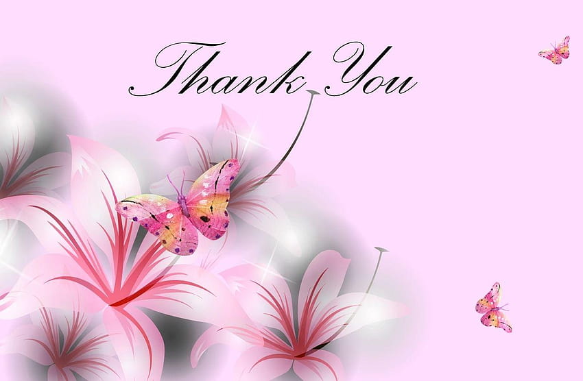 Thank you u with pink butterfly pics HD wallpaper