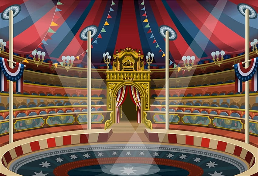 Laeacco Cartoon Circus Tent Interior Backdrop 10x8ft Vinyl Round Circus Stage Spotlights Pillars Auditorium Input Scene Backgrounds Kids Baby Birtay Party Banner Cake Smash Kids Room: Amazon.it: Casa e cucina Sfondo HD