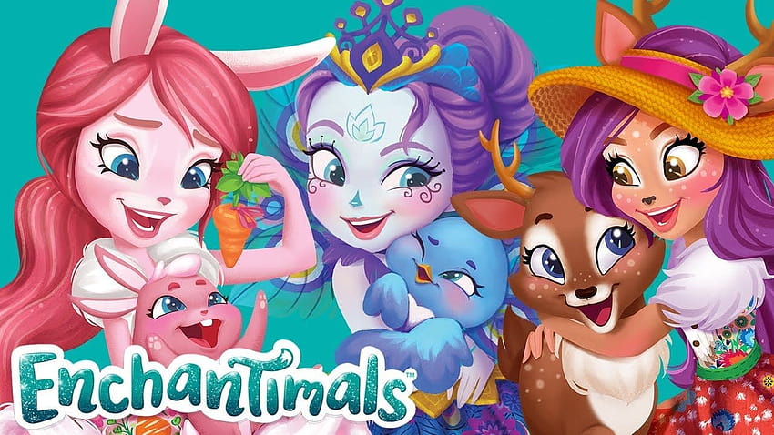 색칠 페이지 Enchantimals. 마법소녀들과 그들의 애완동물 HD 월페이퍼