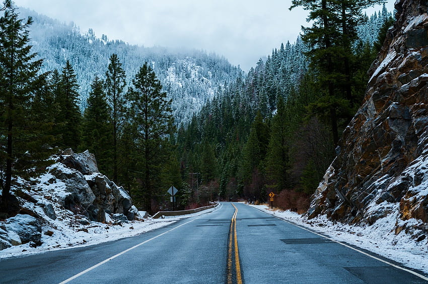 2560x1700 Road, Snow, Forest, Mountain, Rock, Winter for Chromebook Pixel, pixel winter HD wallpaper