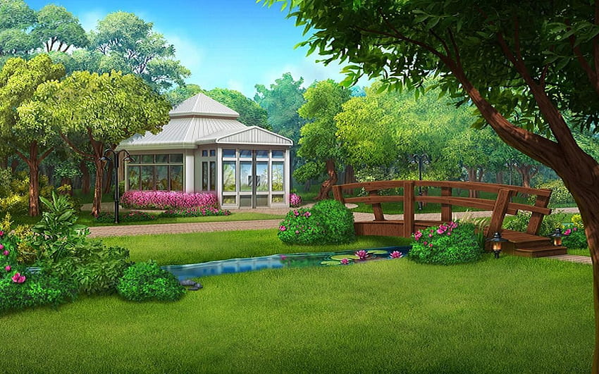 s y jardín, , Anime B…, patio de anime fondo de pantalla