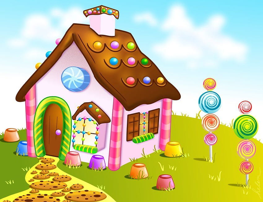 Candyland Dream от HelenLight, коледна къща за бонбони HD тапет