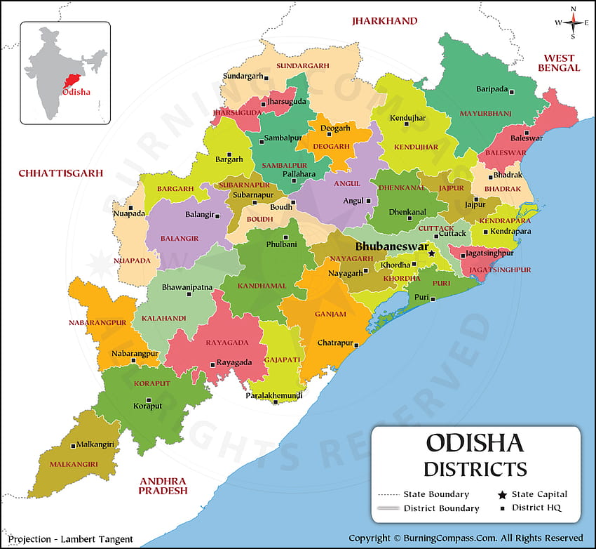 Mapa do Distrito de Odisha, Mapa Político de Odisha papel de parede HD