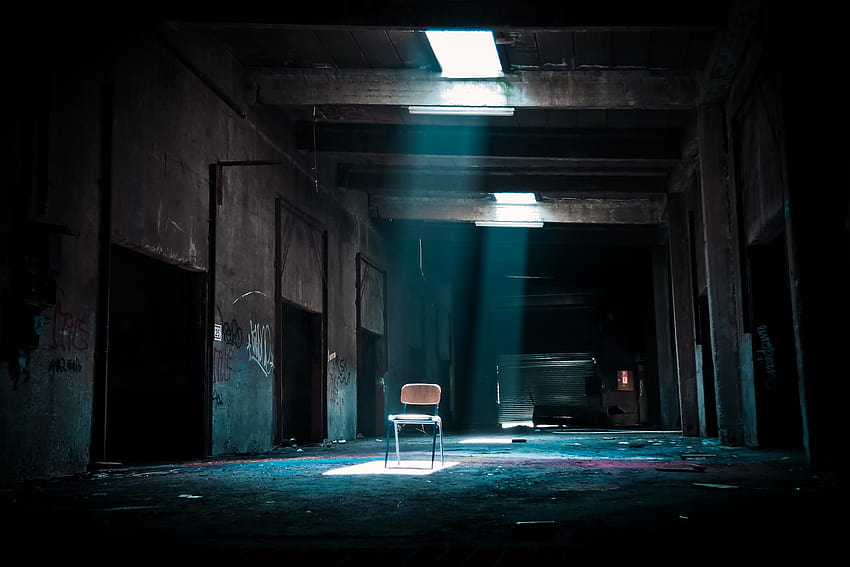Chair on Abandoned Place With a Spotlight Coming from Outside · Stock HD wallpaper