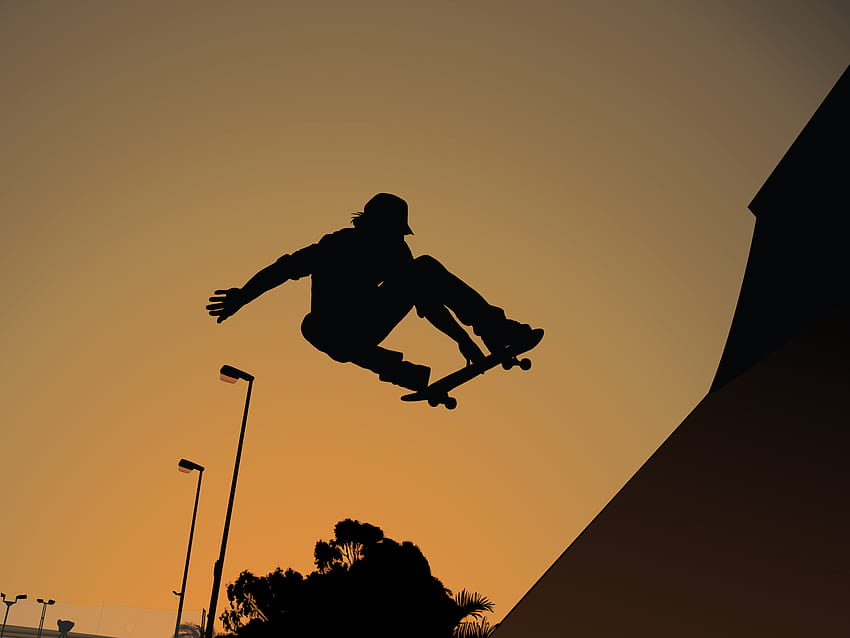 Skate Park 1600x1200, skater silhouette HD wallpaper