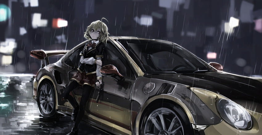 anime, Anime Girls, Car, Porsche, Hashiri Nio, Akuma No Riddle, anime cars HD wallpaper