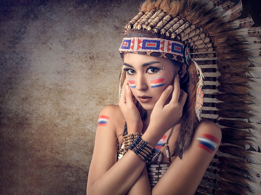 Azjatyckie, kobiety, modelki, ubrania rdzennych Amerykanów / i mobilne tła, odzież damska Tapeta HD