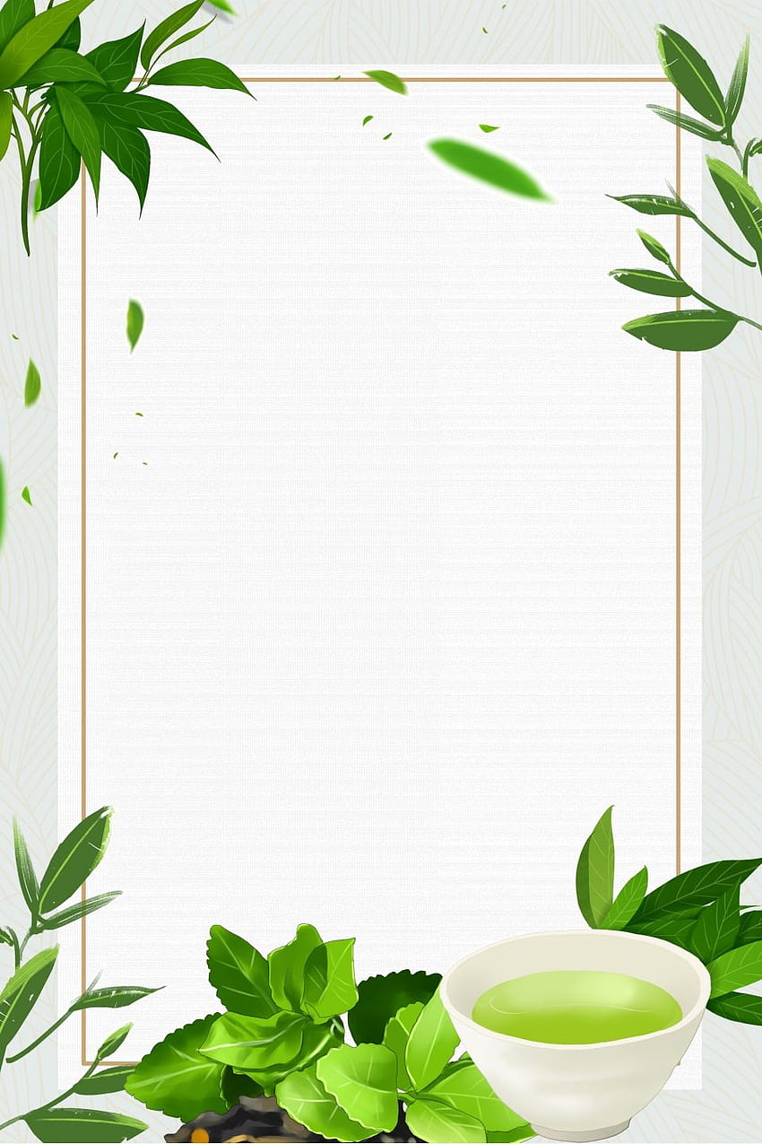Минималистичен промоционален плакат за еко зелен чай Бял, чаени листа HD тапет за телефон