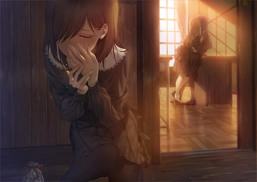 Asaba0327 brown hair crying kiss original pantyhose school, crying kiss  anime HD wallpaper | Pxfuel
