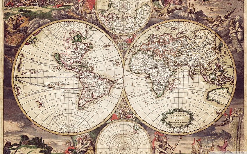 Old World, old treasure map HD wallpaper