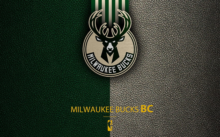 Milwaukee Bucks, Logo, Basketballclub, NBA, Basketball, Emblem, Lederstruktur, National Basketball Association, Milwaukee, Wisconsin, USA, Central Division, Eastern Conference mit einer Auflösung von 3840 x 2400. Hoch HD-Hintergrundbild
