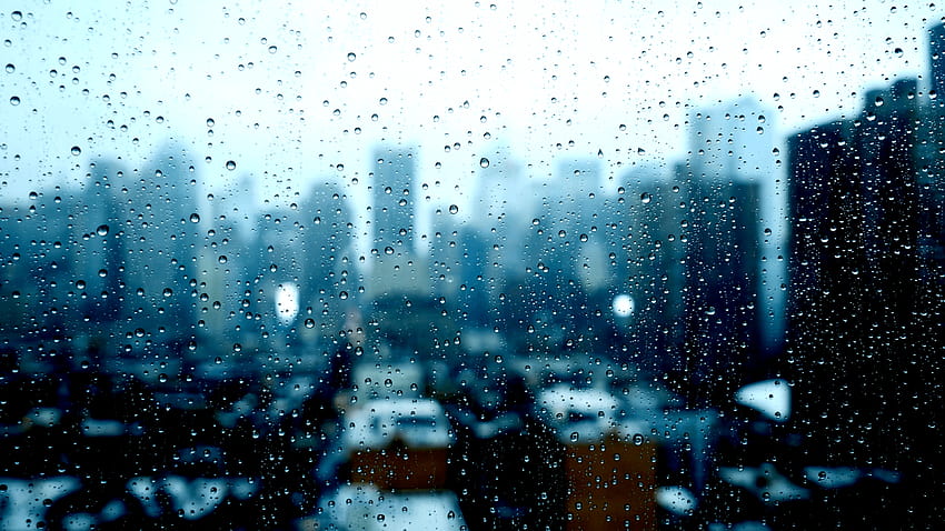 fundo depressivo da estação do tempo úmido. janela de gotas de chuva. cidade, fundos de gota de chuva papel de parede HD