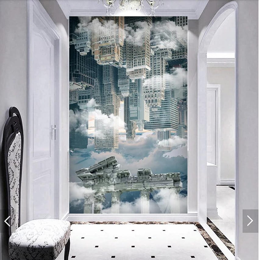 City Cloud Construction Hallway Mural 3D Wall Paper Roll HD phone wallpaper