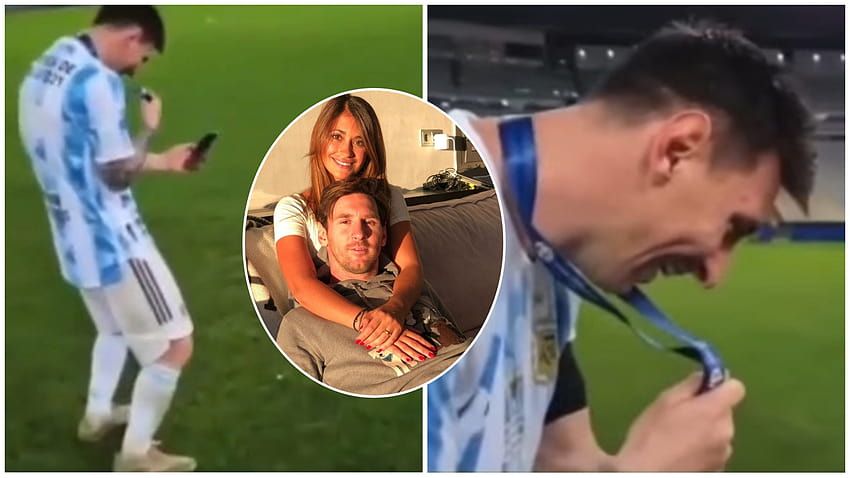 Messi rozmawia przez wideo z żoną, aby świętować zwycięstwo Argentyny w Copa America Tapeta HD