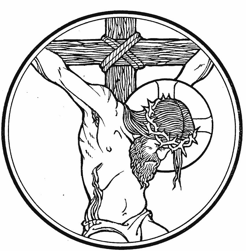 Frontal Jesus Hanging Like A Cross Black And White Lineart Clipart, Cross  Drawing, Lip Drawing, Ear Drawing PNG Transparent Clipart Image and PSD  File for Free Download