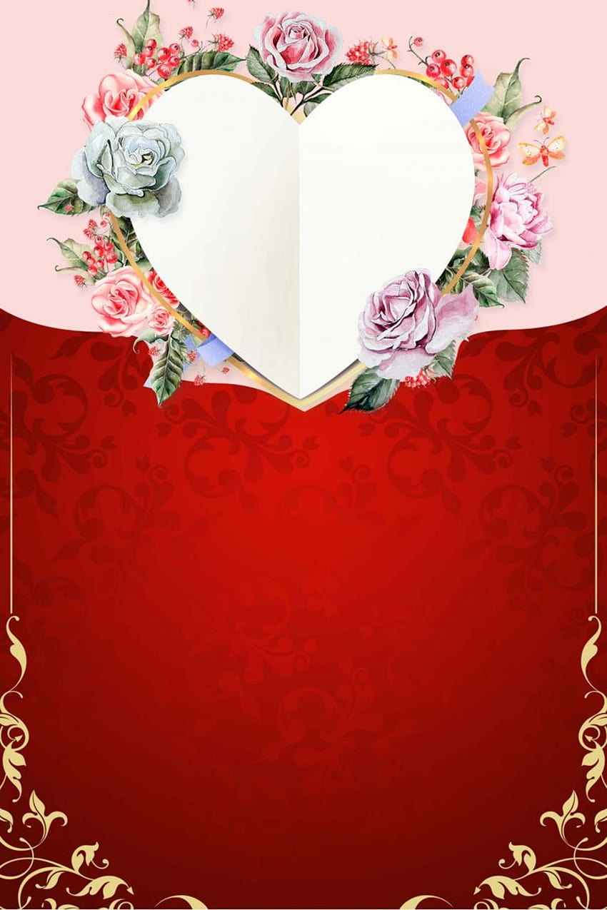 バラの招待状の背景、結婚の招待状 HD電話の壁紙