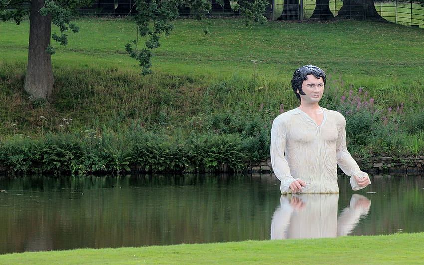 Colin Firth als Mr Darcy im See im Lyme Park HD-Hintergrundbild