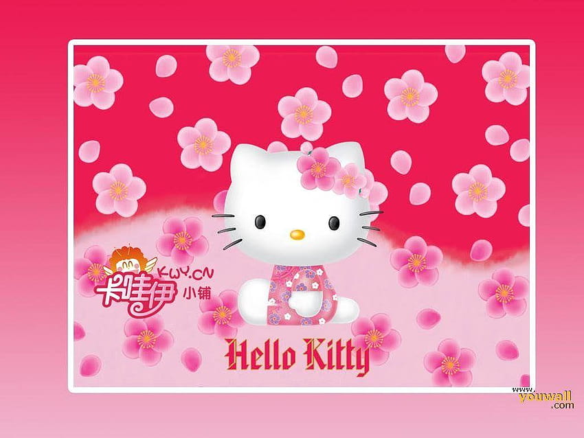 Sweetness Decoration Simple Elegance Wall Blossomings Falling Flower, hello kitty 3d HD wallpaper