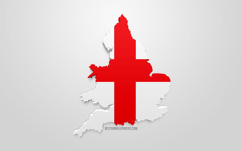 3d flag of England, map silhouette of England, 3d art, English flag, Europe, England, geography, England 3d silhouette with resolution 2560x1600. High Quality, england map HD wallpaper