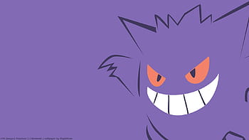 Gengar, #ishmam, #Haunter, #Pokémon, #Pokemon Evil, #minimalism, #blue  background, #simple background, #artwork, 1920x1200 …